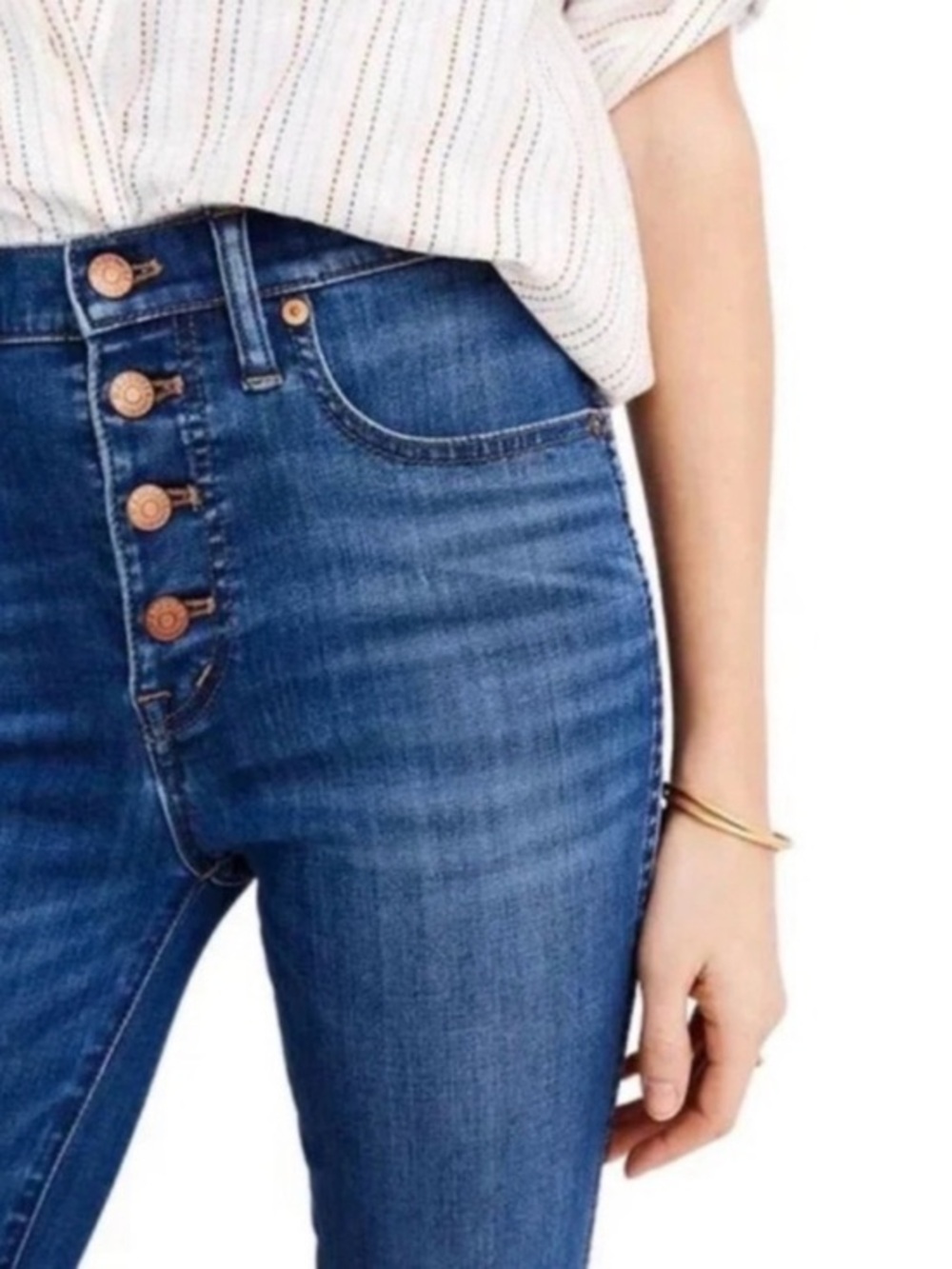 Madewell 9” Mid Rise Skinny Jeans 27 Button Fly Raw Hem - Picture 1 of 8